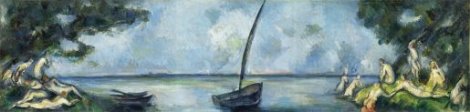 Paul Cézanne, La barque et les baigneurs, ca. 1890, Oil on canvas, 30 × 124 cm, Musée de l’Orangerie, Paris, collection Jean Walter et Paul Guillaume
